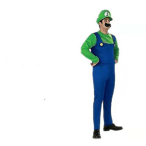 Halloween-kläder för barn, vuxna, unisex, Super Mario Luigi Adult male green