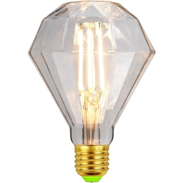 LED Vintage Glödlampor 4W Diamant Edison Glödlampa G95 220/240V E27 Special Dekorativ Glödlampa (Klar) [Energiklass D]