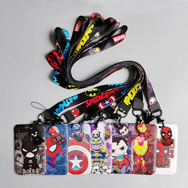 Ny Marvel PVC-korthållare Spiderman Captain America Iron Man Superhjälte Anime Print Student Campus Kortfodral Lanyard ID-kort Xhmw03