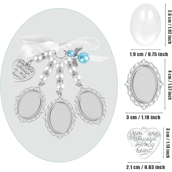 1 stk. Bryllupsbuket Foto Charm 3 stk. Fotorammer 3 stk. Oval Caboc