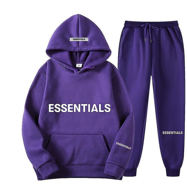 Lanhu Essen-tials Huppari Fear Of God Kirjain Haara Linja Huppari Unisexille Violetti purple 2XL