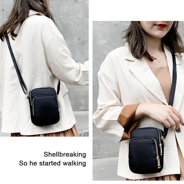 Avslappet mobiltelefonveske med en skulderrem, lett crossbody-veske black