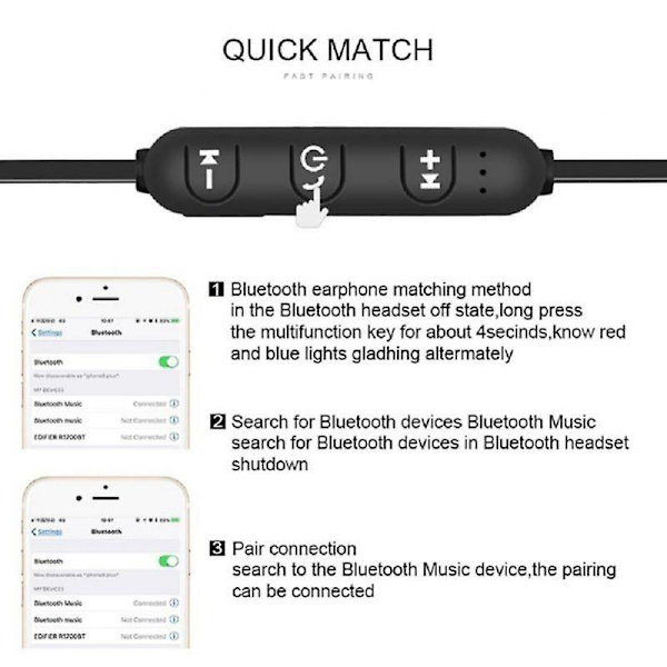 Langattomat magneettiset Bluetooth-kuulokkeet handsfree-kuulokemikrofonilla ja melua vaimentavalla mikrofonilla Huawei Xiaomi Samsung -puhelimille with box black327