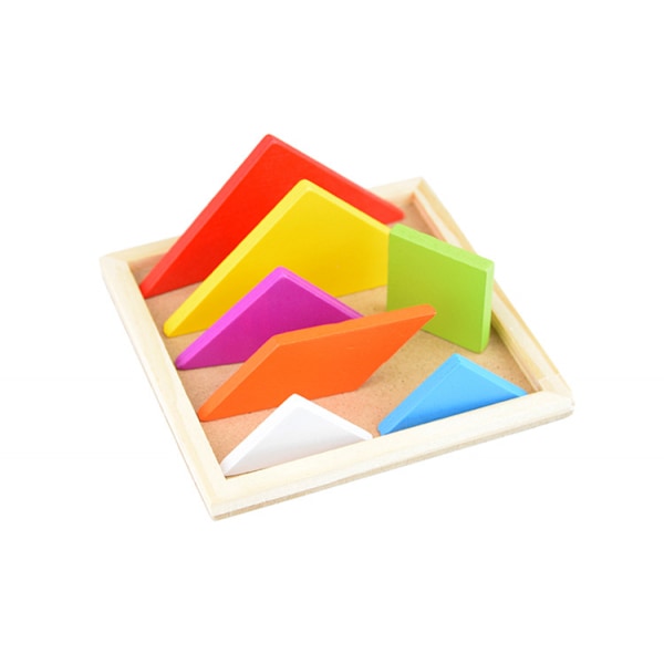 Sæt, farverige træpuslespil Tangram-sorterere, Tangram-puslespil til småbørn drenge piger 3+
