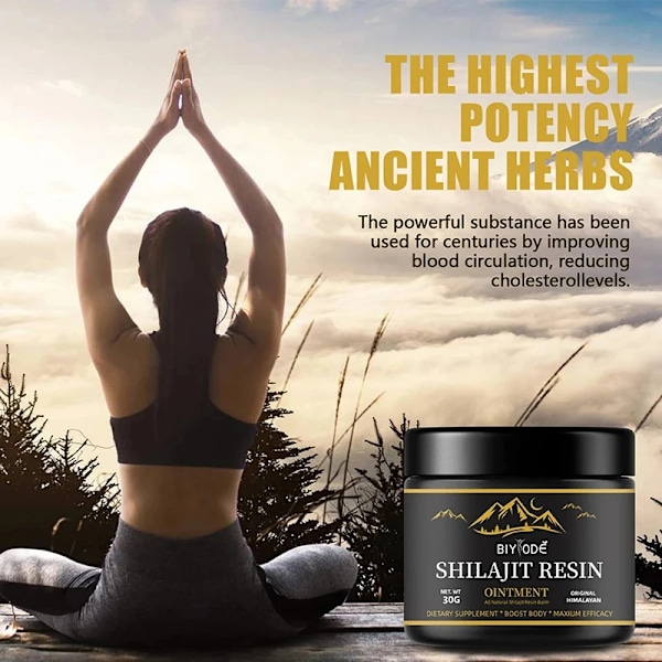 600MG Ren Shilajit från Himalaya med sked och över 85 spårämnen