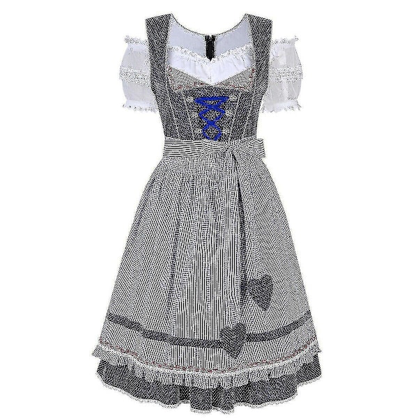 Dirndlklänning Tysk Oktoberfest Bayersk Öl Wench Kostym Piga Festival Fest ZX - Perfekt Mörkblå Dark blue 2XL