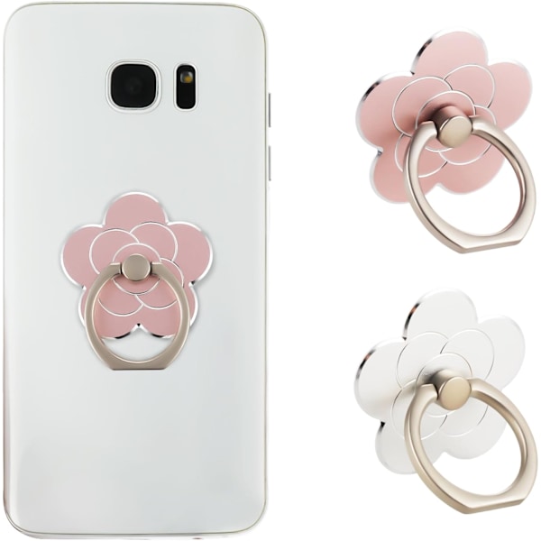 2 st Telefonringhållare Ställ Blomma Fingerring Grepp Ställ (Silver, Roséguld)