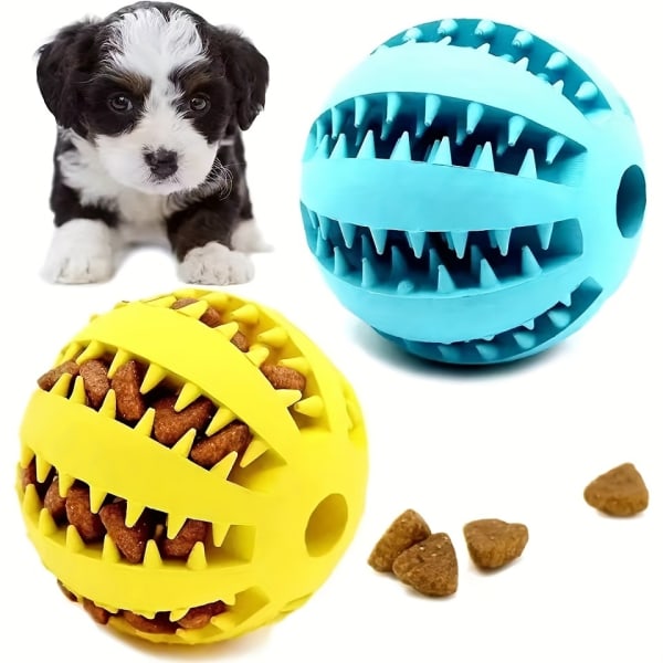 Hundbollleksaker, hundläckande matleksak Gummi tuggleksaker för hundmolarleksak Interaktiv leksak Light Blue Diameter 1.97inch