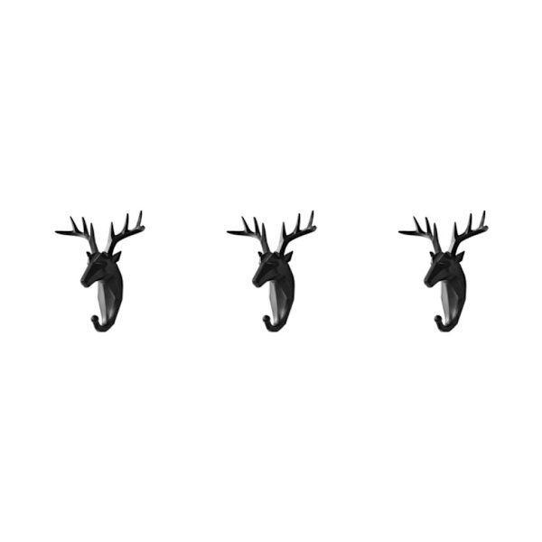 1/2/3/5 Robust og holdbar dyrehoved nøglekrog til enkelt sort (hjort) black (deer) 3 Sets
