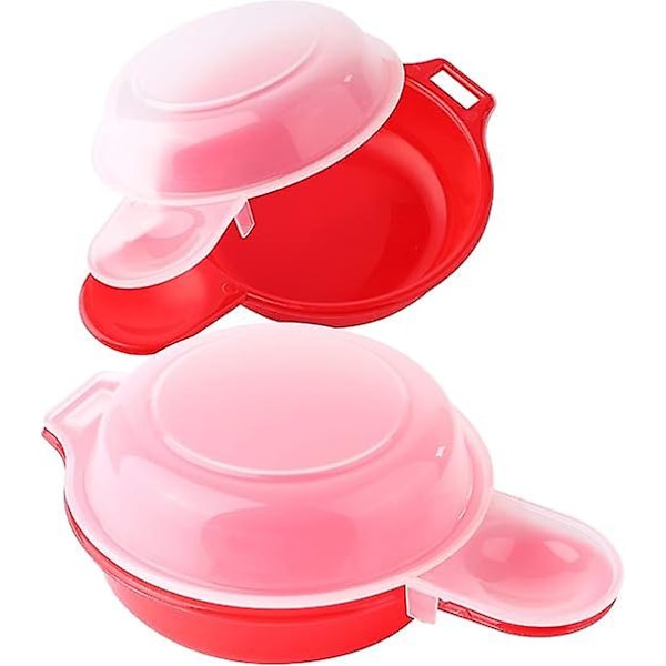 2-Pack Microwave Egg Cooker 1 Minute Hamburger Omelet Cookware (Red and Clear)