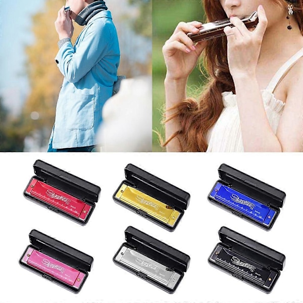 Huuliharppu C-sävyssä, 10-reikäinen Blues-Harp Diatoninen Huuliharppu 20 Ääntä Black