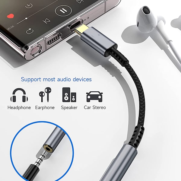 USB C - 3,5 mm:n naaraspuhelinliitinsovitin (2 kpl), USB-tyyppi
