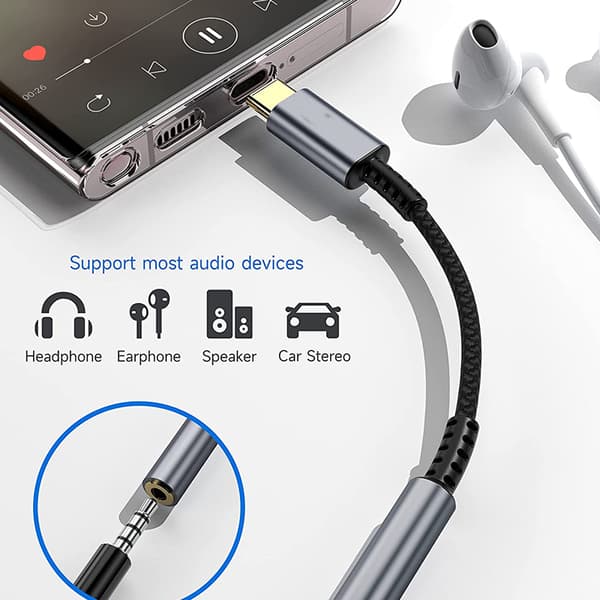 USB C till 3,5 mm Honadapter för Hörlurar (2-pack), USB Typ