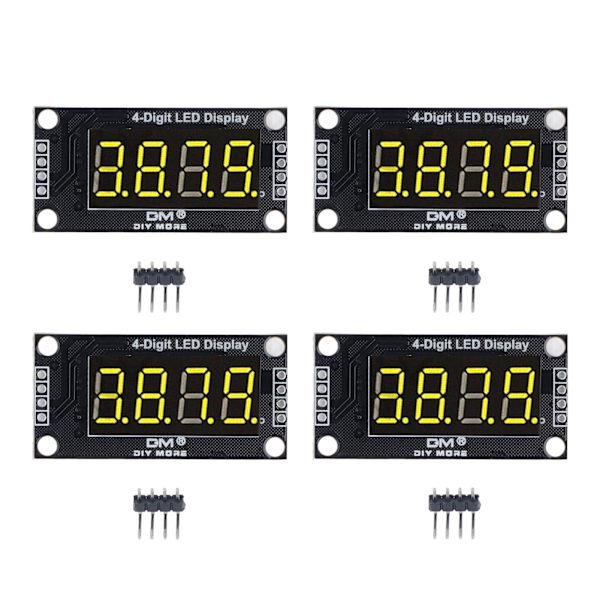 4 set digitalrör visningsmodul LED 4 siffror 7 segment 0,36 tum TM1637 drivchip gul MRA110C