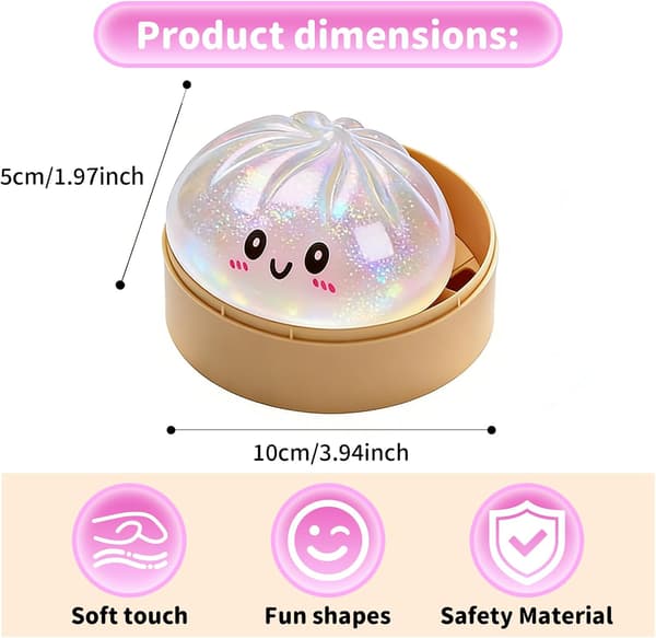 Glitter Dumpling, 2026 Ny Glitter Dumpling Squishy med æske, Dumplings Sensorisk Klemmelegetøj til Stresslindring{BT}
