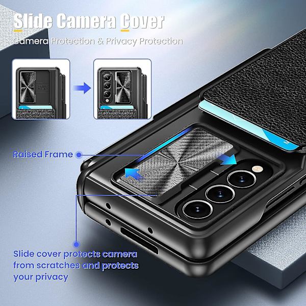 Fold 5 Etui, pungbeskyttelse etui til Samsung Galaxy Z Fold 5 med S Pen-holder og skydedæksel Blue