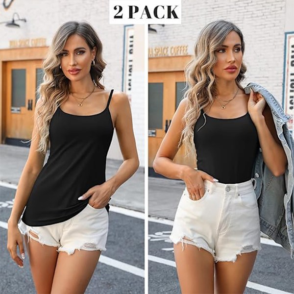 Dam Camisole ärmlös Cami Vest Top Yoga Tank top svart black M
