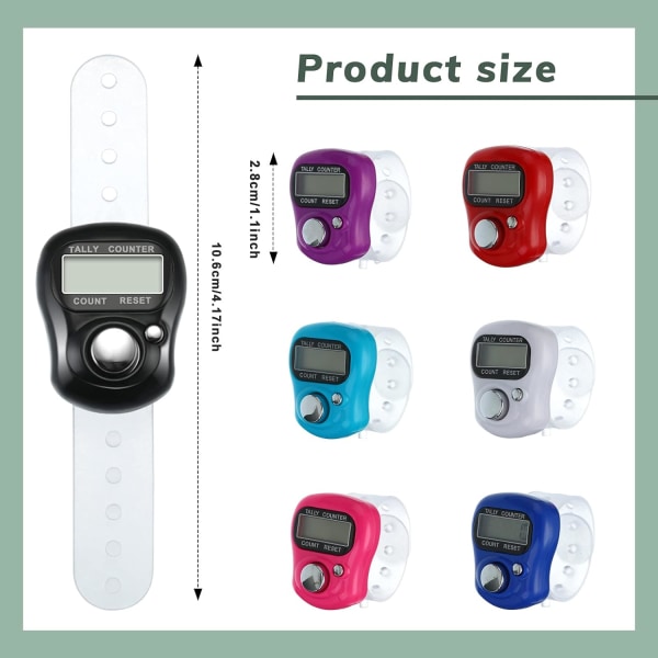 32 stk. Finger Tally Counter 5-cifret Display Counter Clicker Nulstillelig Tally Counter Håndholdt Nummer Click Counter Elektronisk Finger 8 Farver