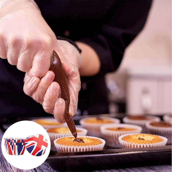 e Blue Union Jack Cupcake-vuorat, 100 kpl Mini Kuningas Charlesin Kruunajais-leivonnaiskuppeja, Pienet Paperiset Muffin-kupit Cupcake-vuorat Muffin-vuorat Kuningas Charlesin Kruunajaiselle Aug
