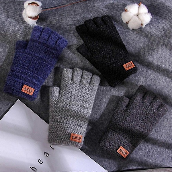 Vinter Alpaca Fingervantar För Varma Stickade Halvfingervantar För Män only 1 hook