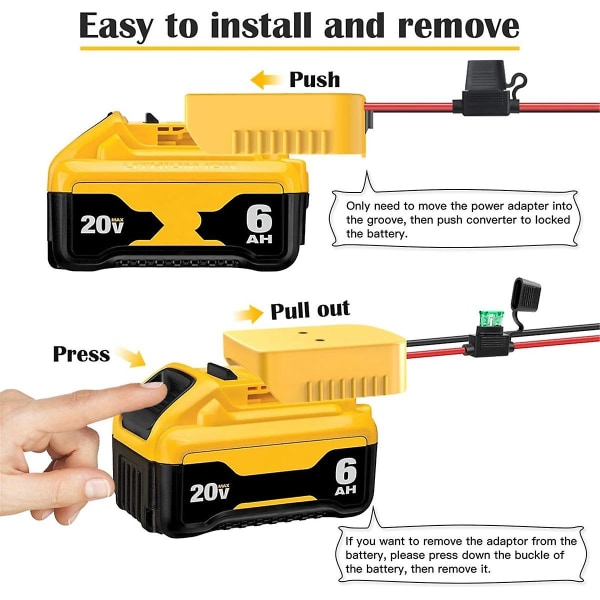 Strømadapter for Power Wheels for 20v batteriadapter Power Wheels batterikonverteringssett med sikring og bryter