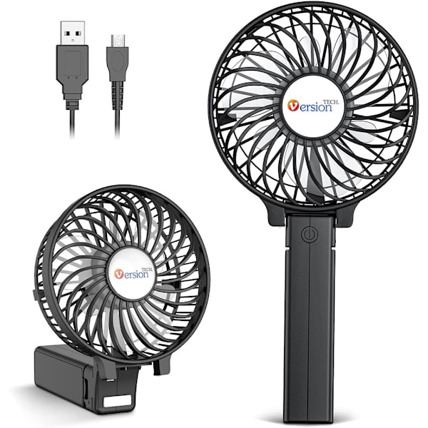 Portable Handheld USB Rechargeable Fans with 3 Speeds,Battery Operated Electric Powered Mini Foldable Desk Desktop Fans for Home Office Ceiling