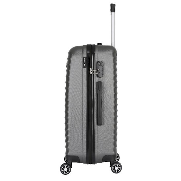 Set med medelstor resväska 65cm 4 hjul + Toalettväska med fjäder och stödben från varumärket Trolley ADC (Antracit)