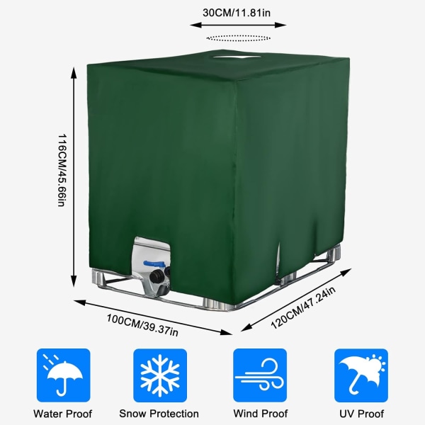 IBC-säiliön suojus, UV-suoja, suojakotelo 1000 litran vesisäiliölle, suojapeite Green