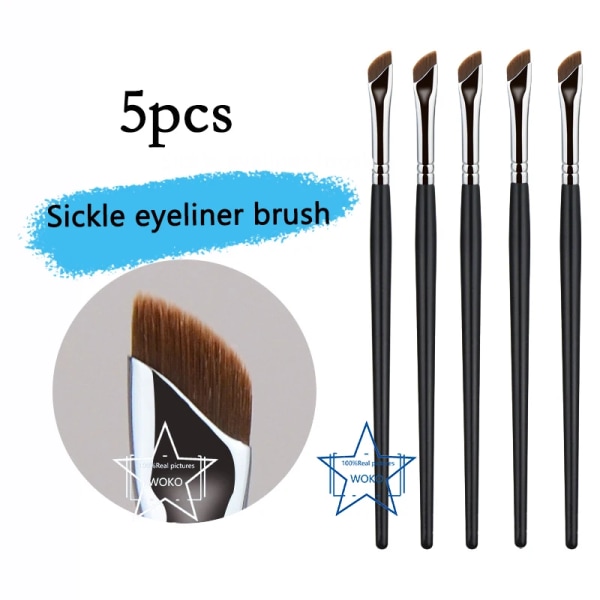 Oppgrader blad eyeliner børste ultra tynn fin vinkel flat øyenbryn børste under øye sminke børster presis detalj børste hvit Sickle eyeliner -5