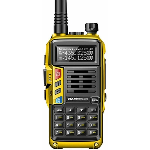 UV-S9 10W Dual Band Bærbar Walkie Talkie Ham Radio 2 Antenner 10km Lang Rækkevidde VOX Funktion 128 Kanaler - Gul