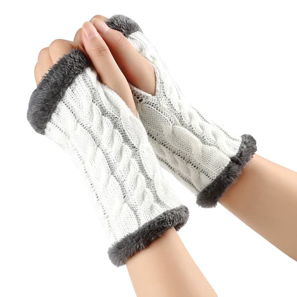 Elastiske strikkede vinterhansker | Tykke varme elastiske garnhansker *Hvit #2* White #2