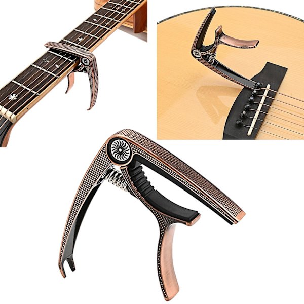 1/2/3 Gitarr Capo Akustisk Klämma Snabbväxlingsklämma Nyckel för Koppar 9,3x7,5x1,5cm Copper 9.3x7.5x1.5cm Set