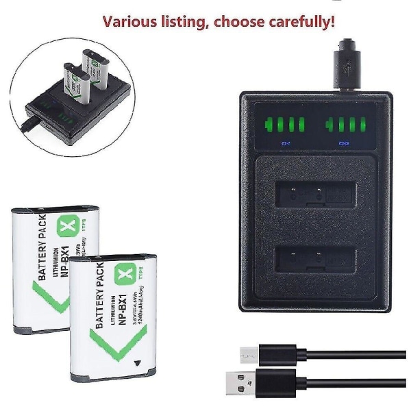 Np-bx1 1240mah Replacement Battery or USB Dual Lcd Charger Kit Compatible Sony Camera