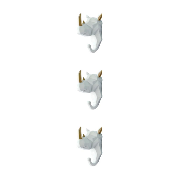 1/2/3/5 Robust og holdbar dyrehoved nøglekrog til enkel hvidguld (næsehorn) White gold (rhino) 3 Sets