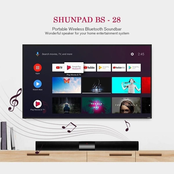 Sorte trådløse Bluetooth-højttalere til hjemmebiograf med 3D-surroundbas til pc, tv, computer | Subwoofer (sort)