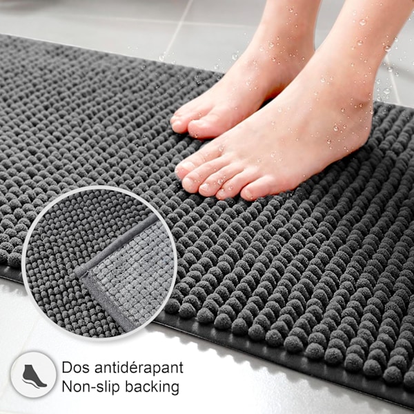 Halkfri Chenille Badrumsmatta | Superabsorberande & Maskintvättbar | för Badrum, Dusch, Badkar eller som Toalettmatta