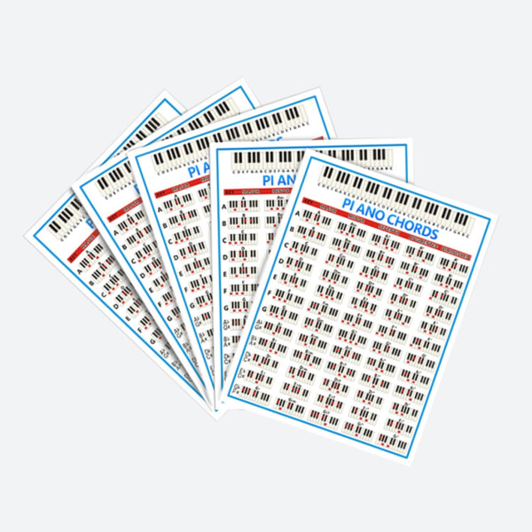 Fullstendig illustrerte pianoakkordtabeller keyboard noteark diagram utdanning gave 0.2 L