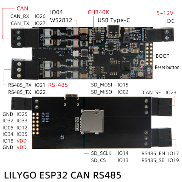 För T-PCIE-kort IOT-kontrollmodul Wifi Bluetooth-kompatibel ® TTGO T-CAN485 ESP32 CAN RS-485 med TF-kortplats