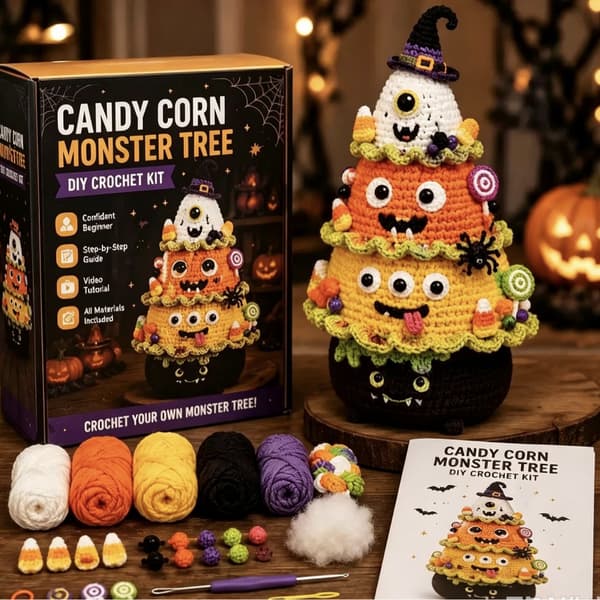 Halloween Træ DIY Hæklesæt, Håndlavet Spooky Pynt med 5 Designs Ghost