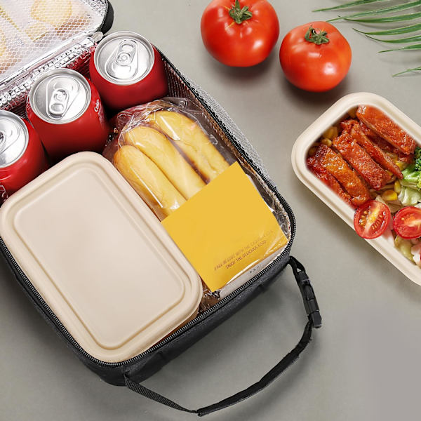 Lunchbox Lunchväska för män och kvinnor Stor kapacitet Lunchbox Återanvändbara Lunchväskor Isolerad Lunchväska Lunchbox kylväska (Svart)