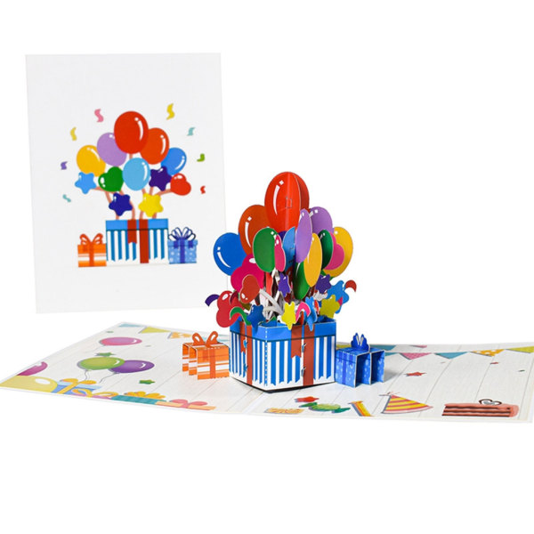 Färgglad varmluftsballong 3D för pop-up gratulationskort för alla tillfällen Grattis på födelsedagen Mors dag Alla hjärtans dag Baby Show