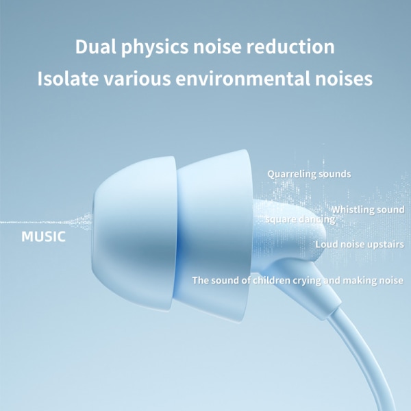In-ear sömnhörlurar i silikon för sovhörna på sidan Blue-3.5mm
