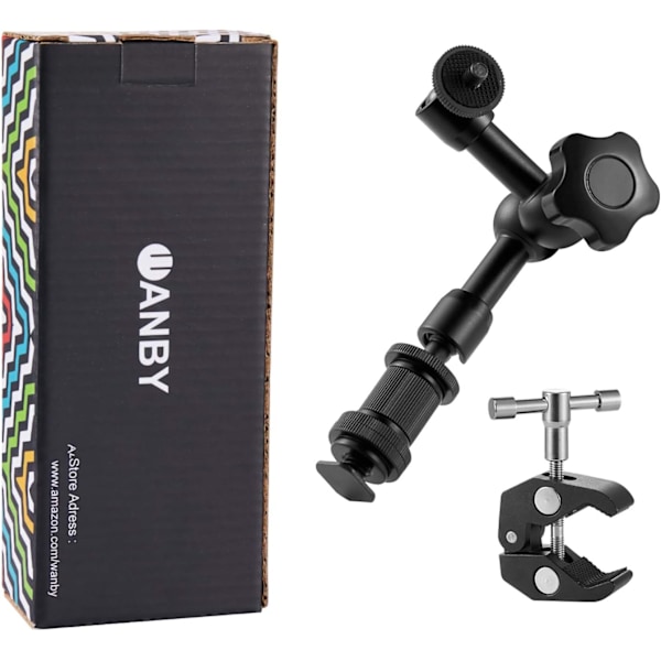BY Magic Arm 7\" nivelletty kitkavarsi ja suuri säädettävä Super Pliers -kiinnike 1/4\" ja 3/8\" kierteillä DSLR-kamerajärjestelmälle, LCD-näytölle, LED-salamalle