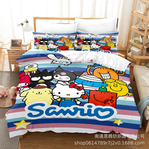 Cover Cartoon 3d-trykt sengetøjssæt dynebetræk pudebetræk børnegave#18 AU KING 220x240cm