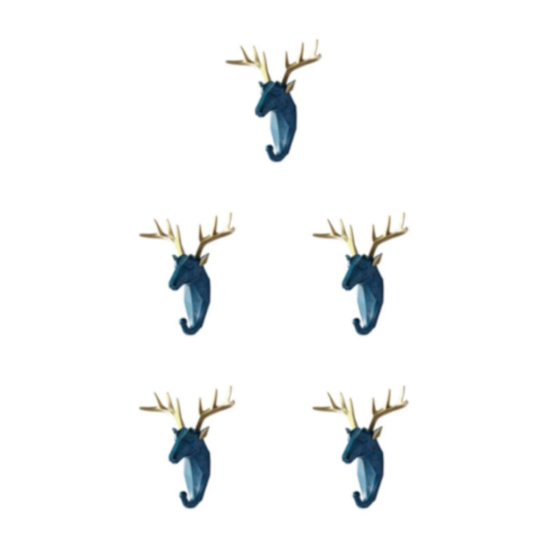 1/2/3/5 Robust og holdbar dyrehoved nøglekrog til enkel Retro blå (hjort) Retro blue (deer) 5 Sets