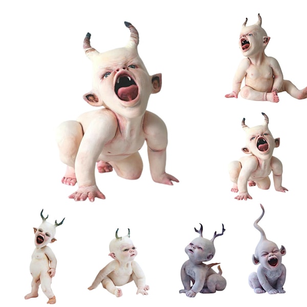 Halloween Creepy Devil Baby Resin Statue Scary Haunted Prop F