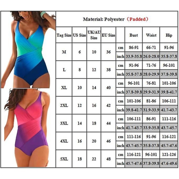 Kvinders Gradient One Piece Wrap Badetøj Tummy Control Sommer Strand Polstret Monokini Bodystocking Badetøj Plus Størrelse Sort Black L