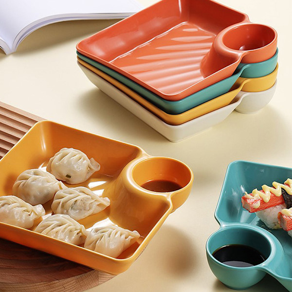 1 stk eddikrett servering sushi dumplings servering fat firkantet PP snacks tallerken Orange