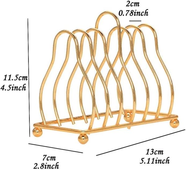 6 Skive Toast Rack i Rustfrit Stål Toast Rack Brødpladeholder Stående Bordservering 2 Stykker