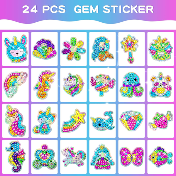 24 ST Diamond Art Animal Sticker Craft, DIY Sticker